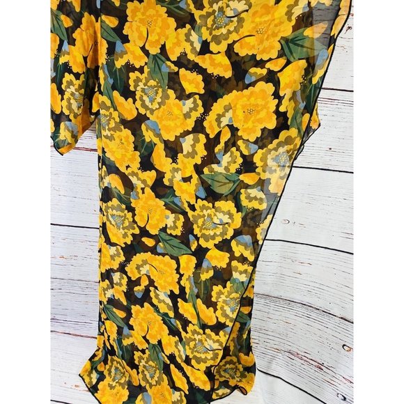 Lularoe Shirley Top Small Kimono Duster Midi Cover Up Sheer Floral Boho Hippy - Picture 7 of 12